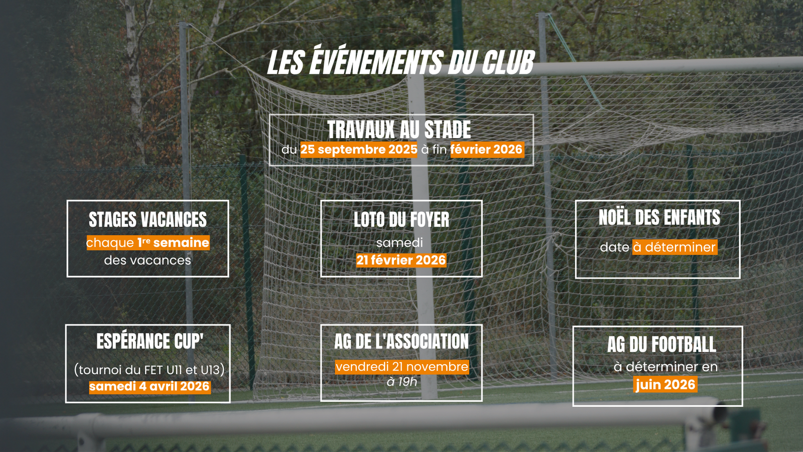 LES ÉVÉNEMENTS DU CLUB