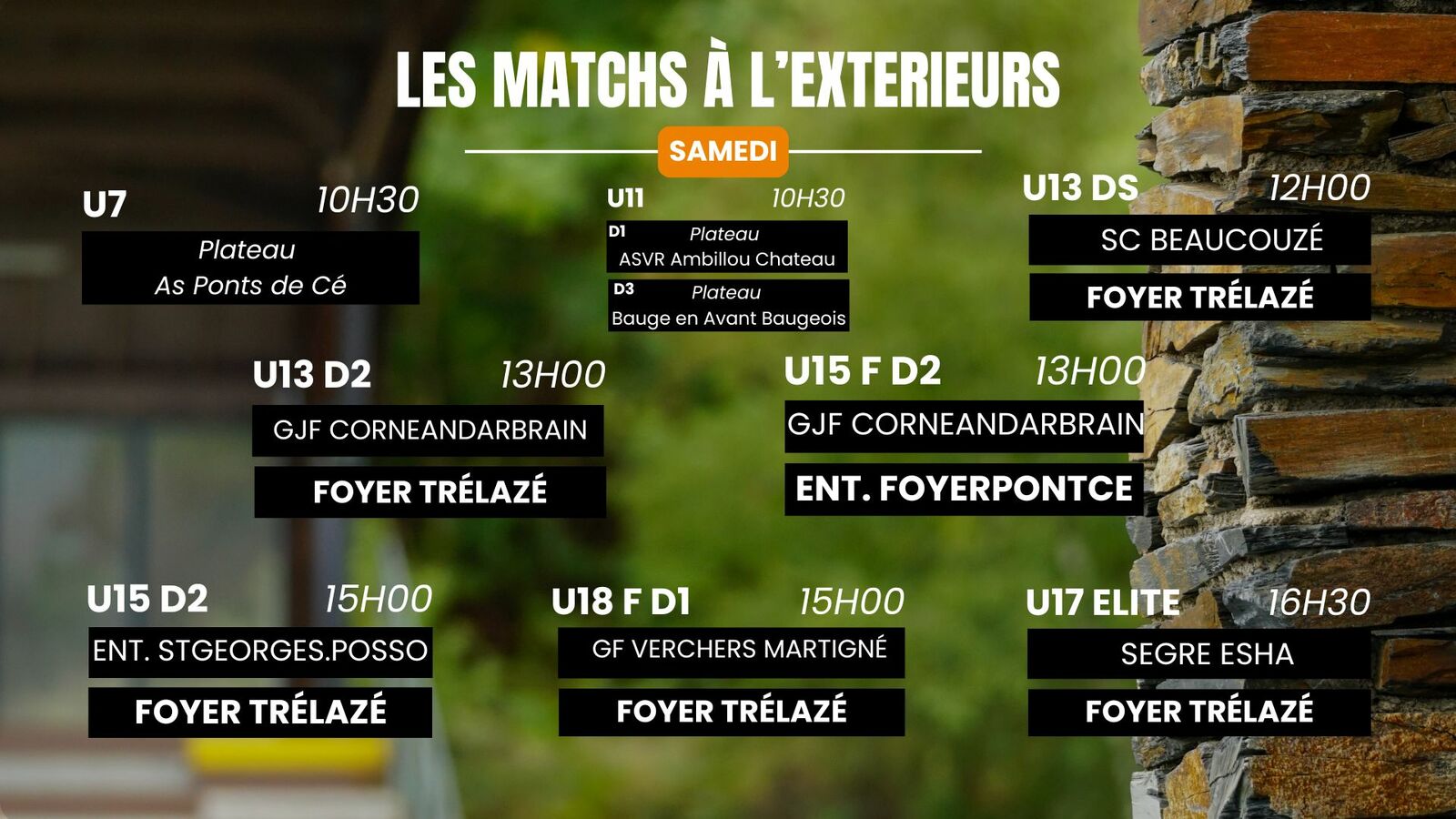 Les matchs du samedi à l'extérieur