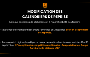 MODIFICATION DES CALENDRIERS DE REPRISE