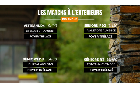 Les matchs du dimanche à l'extérieur